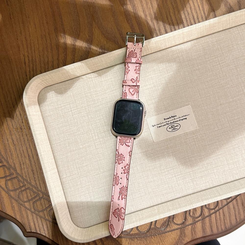 Slim Four Leaf Clover Leather Band for Women for Apple Watch Series 12 11 10 SE1 2 3/Ultra4 3 2 1 38-49mm