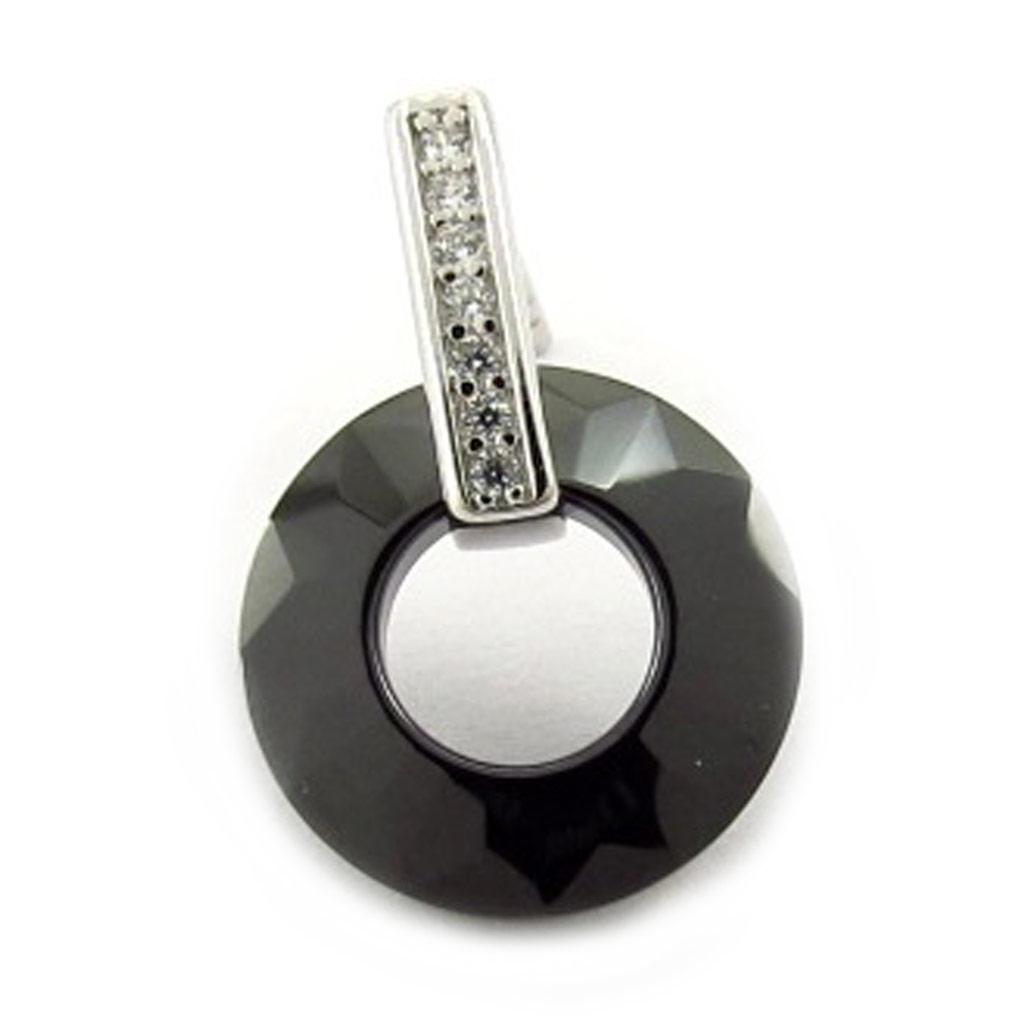 Les Trésors De Lily [K6676] - Серебряные серьги "Сисси" черная серебряная керамика (родиевое покрытие) - 17х11 мм