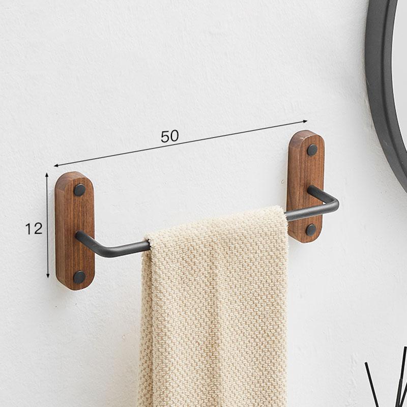 Настенный держатель для полотенец в ванную из грецкого ореха, черная алюминиевая вешалка для полотенец, держатель для полотенец в туалет, 30-50 см, многоярусная вешалка