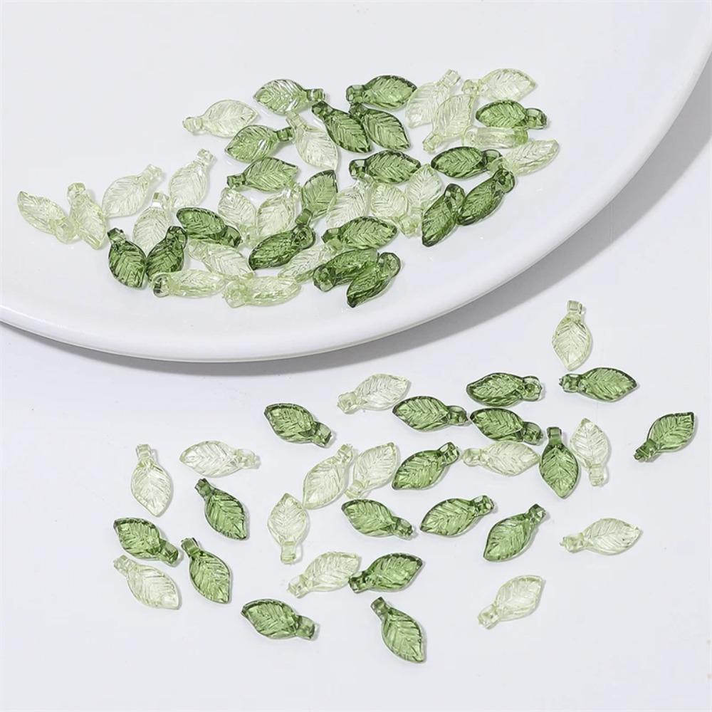 Transparent Green Transparent Leaf Shape Beads Charms Leaf Shape Beads Necklace Accessories
