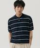 GNOK Striped Henley Neck Short Sleeve Knit [4 Colors]