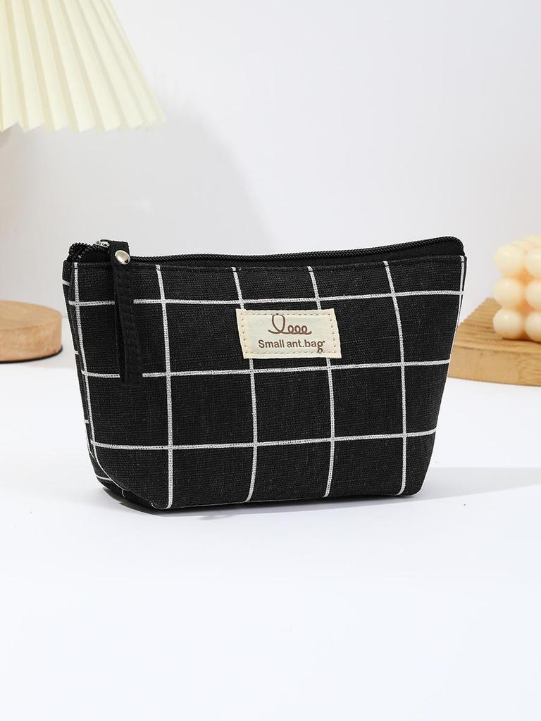 3D Linen Makeup Bag with Zipper - Multifunctional Coin, Phone & Key Holder