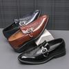 Fashion Loafers Men Patent Leather Fashionable Buckle Leather Shoes One Foot Business Classic Formal Shoes Gentlemen Shoes Sizes 38-46