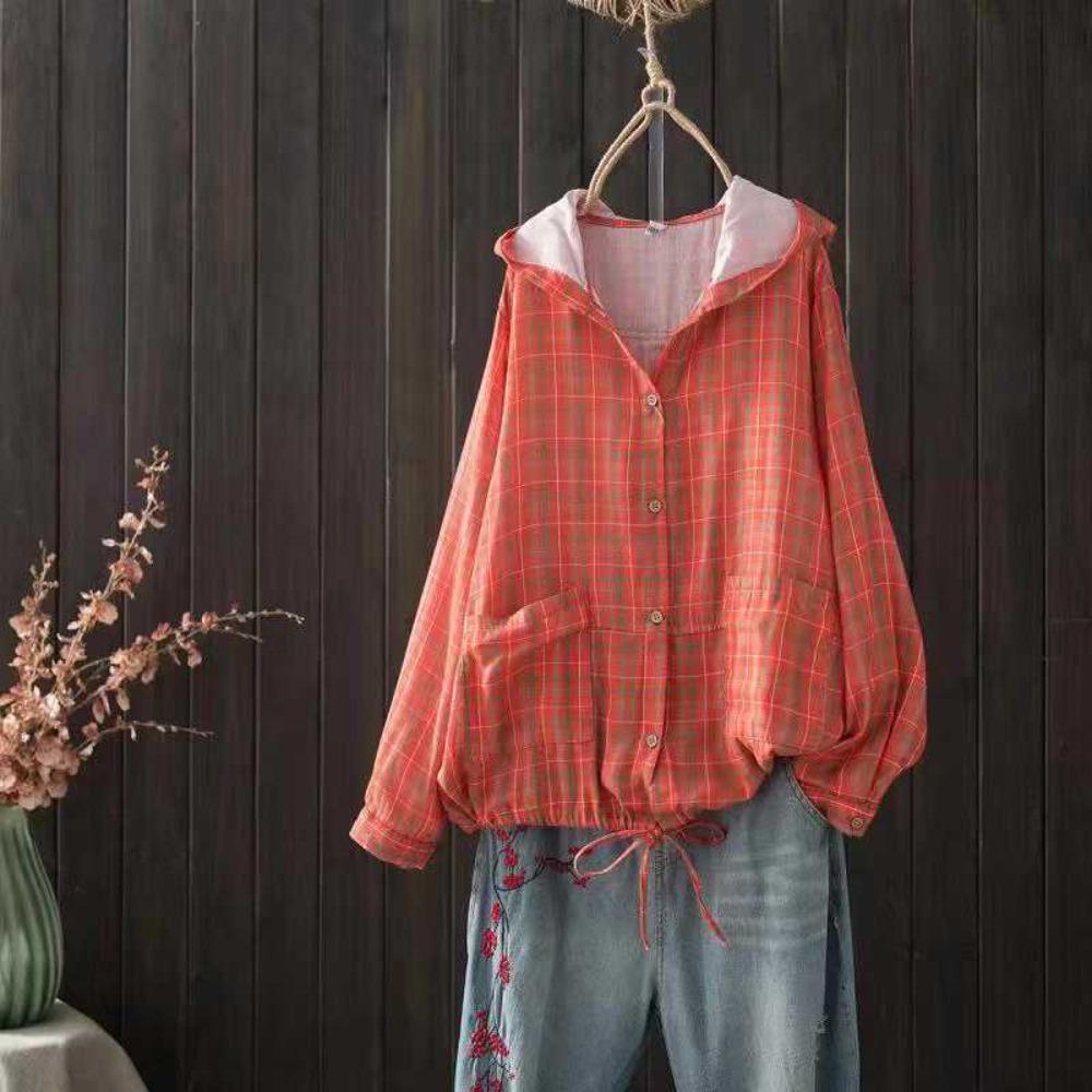 Блузки больших размеров для женщин, осенне-весенние однобортные рубашки с капюшоном и длинными рукавами, регулируемая женская одежда