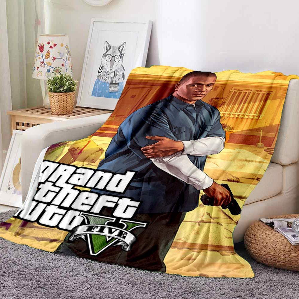Gta V Cover Flannel Blanket Throw Blanket Soft Warm Sofa Bed Camping Home Decor Unique Christmas Gift C9211632