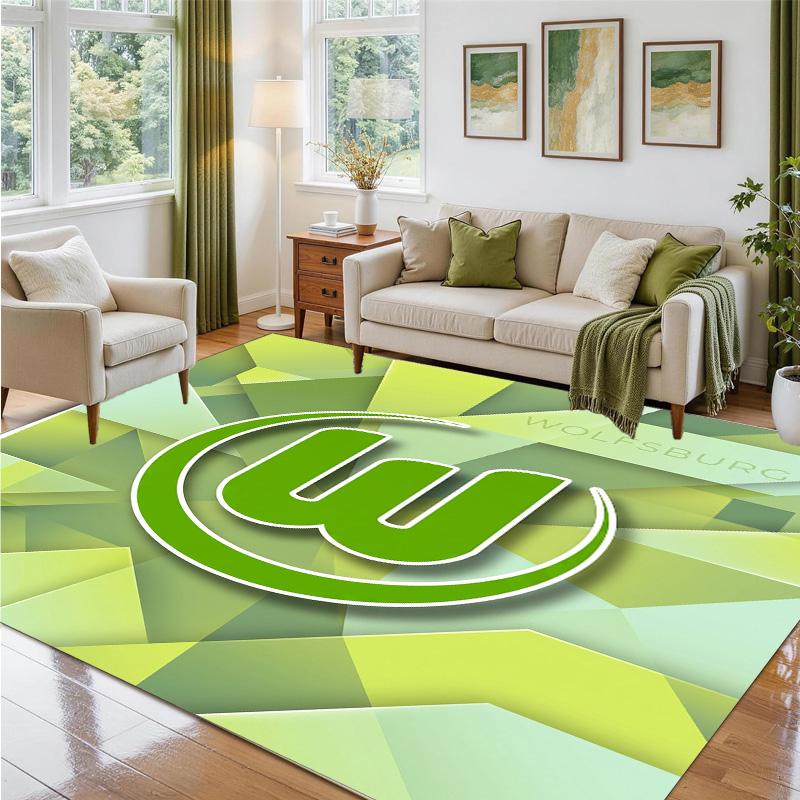 VfL Wolfsburg FC Design Crystal Velvet Rug Soft Decorative Mat for Bedroom Entrance
