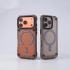 Магнитный матовый полупрозрачный чехол для Magsafe для iPhone 17 16 15 14 Plus 13 12 Pro Max Air Роскошная металлическая кнопка Ударопрочный чехол