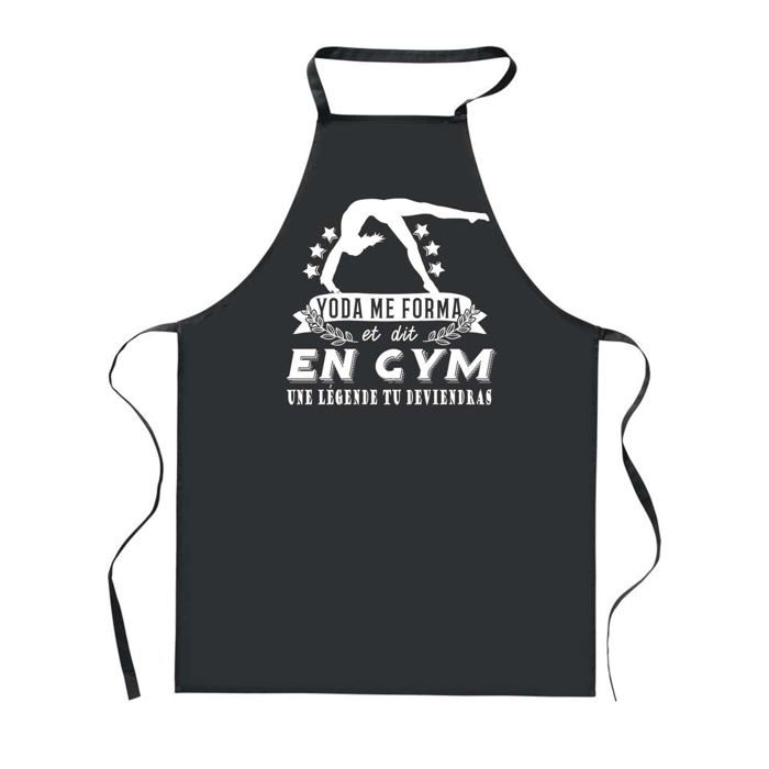 Tablier de cuisine - PLANETEE - Gym Fille Légende - Noir - 90x60 cm - Impression humour (France)