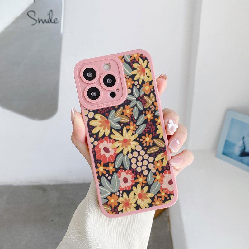 Цветочный чехол для iPhone 11 13 12 14 Pro Max 14 Plus 7 8 Plus SE 2020 XR X XS Полный Графический Цветочный Мягкий Силиконовый Чехол Fundas