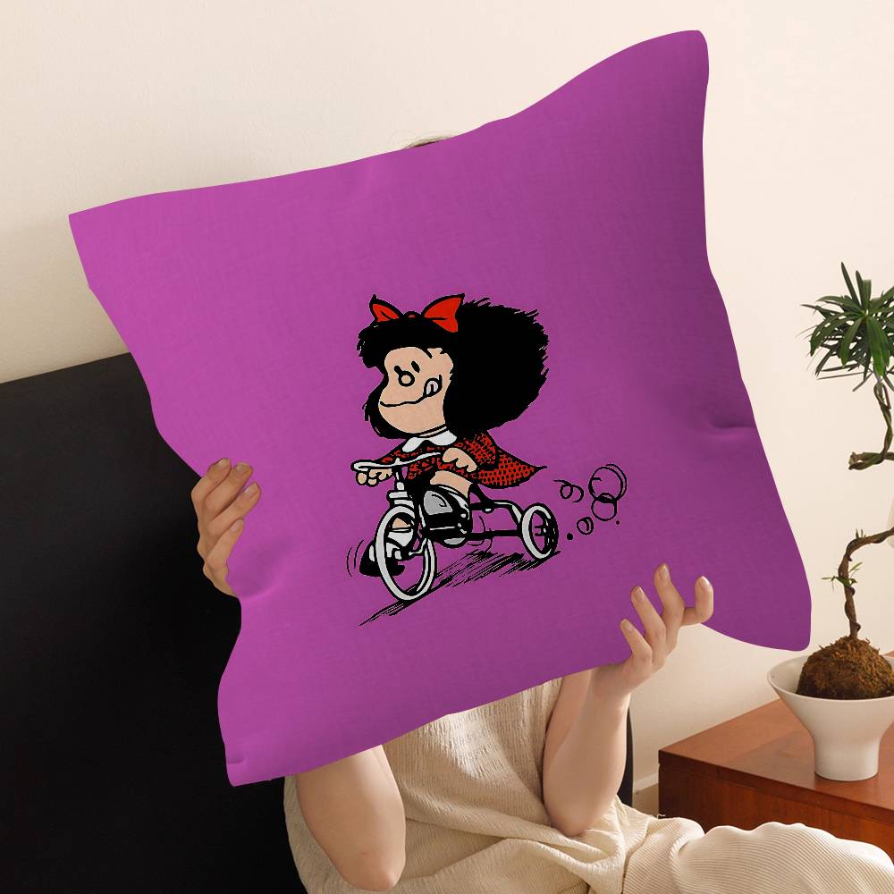 M-Mafalda Girl Pillow Gift Home Office Decoration Bedroom Sofa Car Cushion Cover Case 45X45