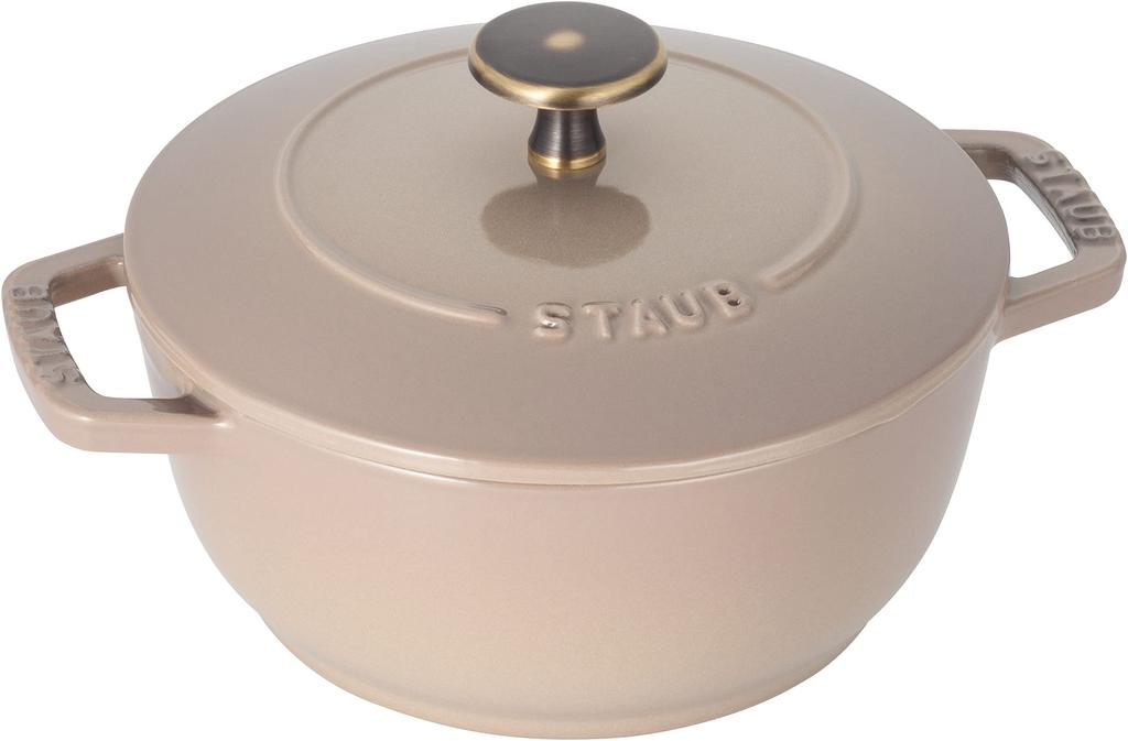 Staub Linen S 16cm Vintage Knob Two Hand Cast Enamel Pot Rice Cooker 1 Cup IH Compatible Japanese Product with Serial "Wanabe Specification"