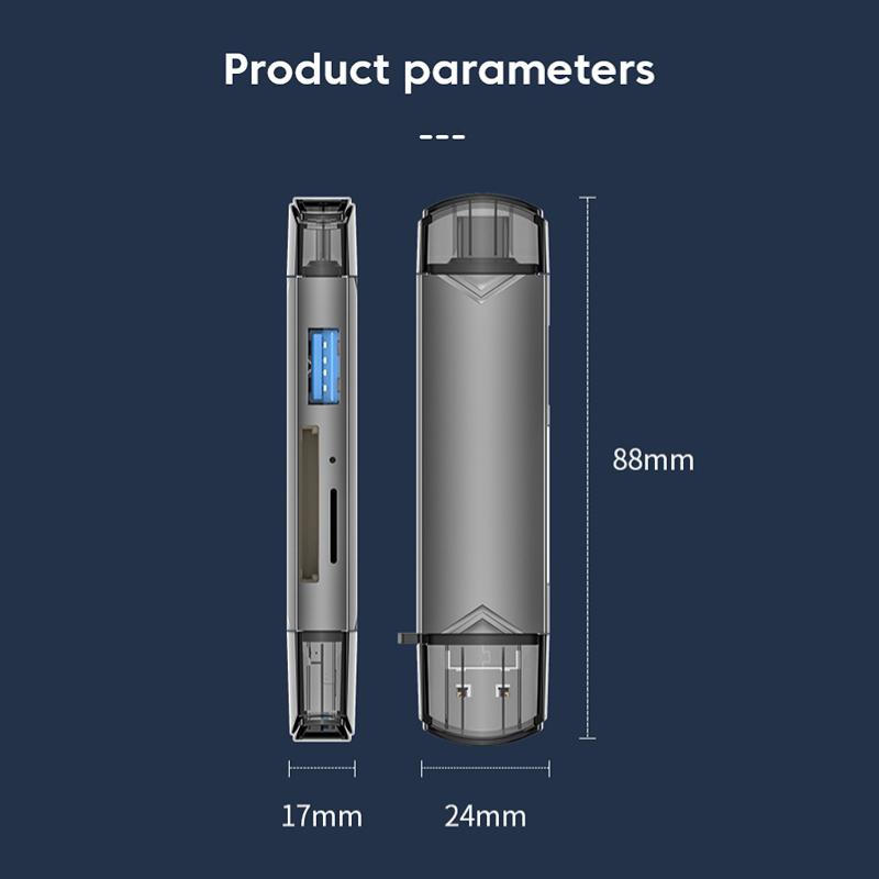 6 In 1 Card Reader Multifunction USB 3.0 Type C/ Micro USB/ Tf SD Memory Card Readers USB Flash Smart OTG Adapter for Phone Laptop Camera Macbook