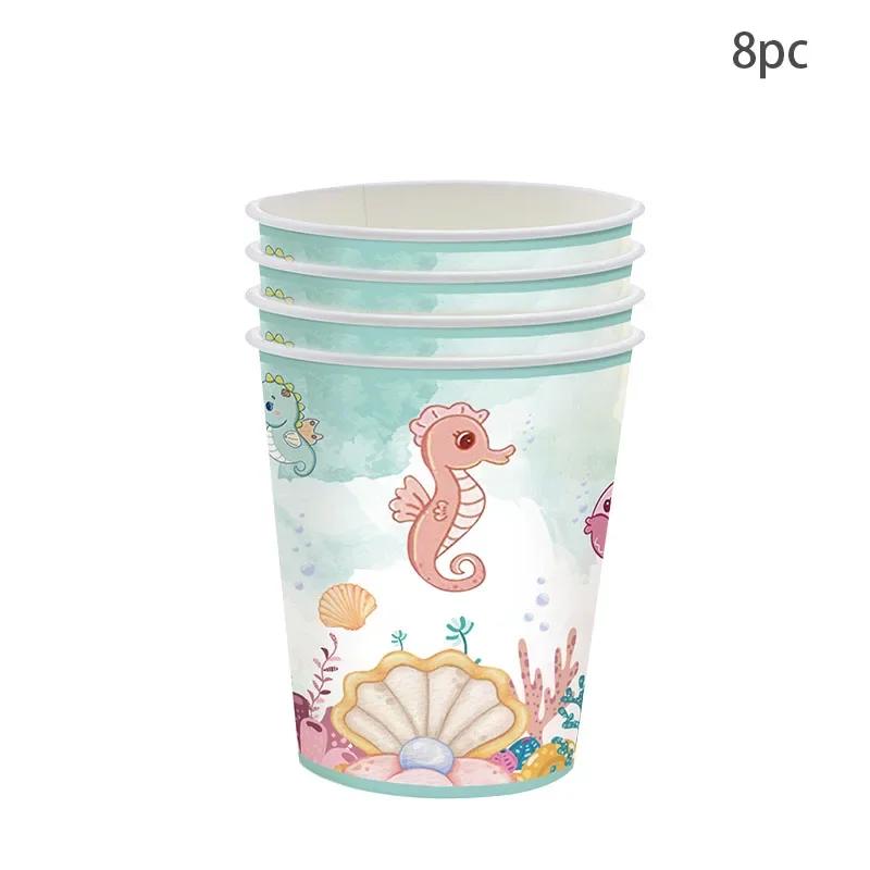 Under The Sea Party Disposable Tableware Sets Ocean Animals Seahorse Jellyfish Paper Dishes Kids Happy Birthday Party Supplies