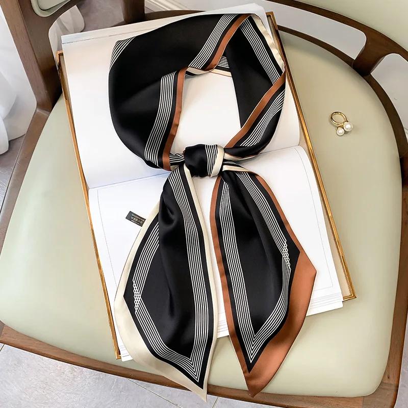 Длинный шелковый шарф-мешок, галстук, женская шея, узкие шарфы, повязка на голову, платок, принт лошади, брендовая женская шейная лента, весна, новинка