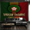 Moroccan Football Crest Custom Name Wall Tapestry Aesthetic Wall Hanging Printed Fabric Blanket Decorative Tapestries for Bedroom Living Room Home Dec
