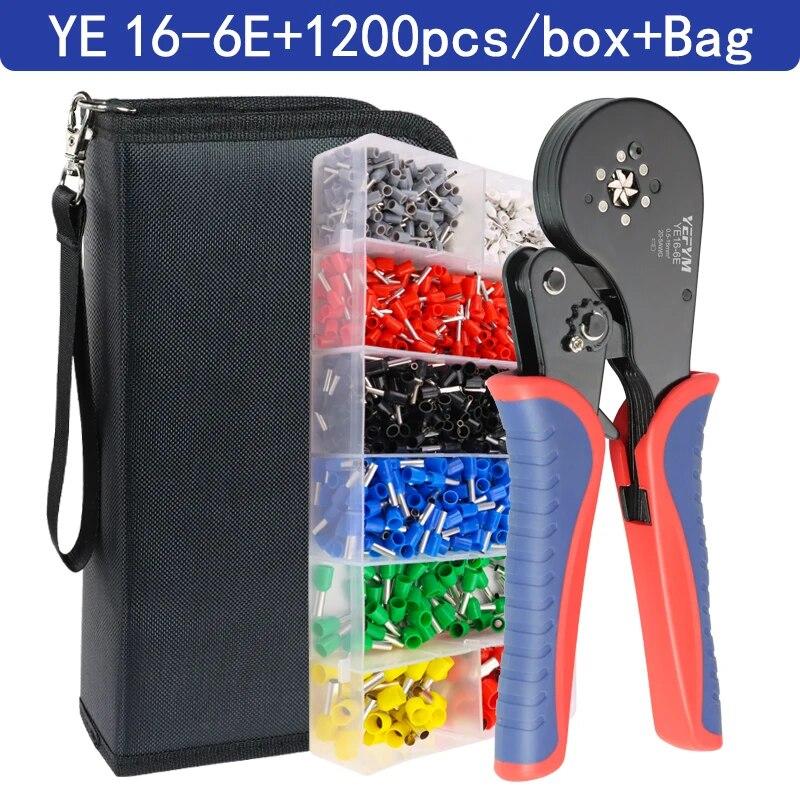 Инструмент для обжима наконечников, саморегулирующиеся шестигранные клещи для обжима проводов YE 16-6E для AWG 20-5(0,5-16 мм²) ,Инструмент для обжима проволоки с храповым механизмом