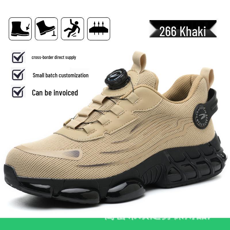 Men's Gradient Flyknit Steel Toe Safety Shoes - Breathable, Anti-Smash, Anti-Puncture, Wear-Resistant Protection