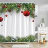 Christmas Balls Shower Curtain Colorful Xmas Balls Green Candy Canes Hanging On Pine Tree Branch for Christmas Ornament Branches