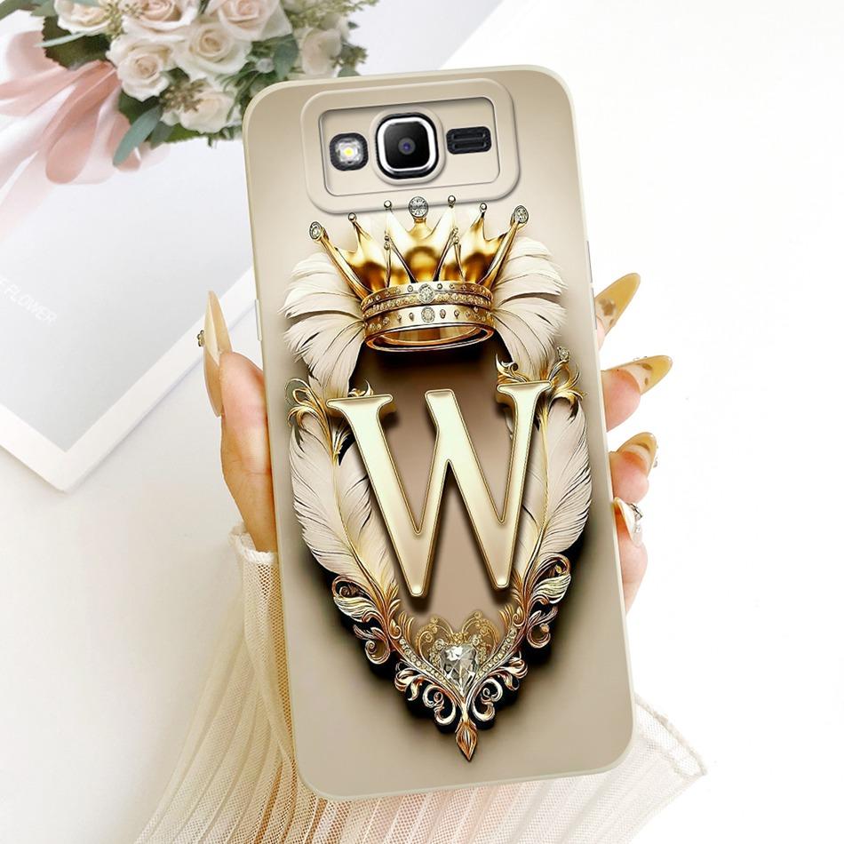 For Samsung Galaxy J2 Prime Grand Prime G530 G531F G532G Feather Crown Initial Letter Phone Case Soft Silicone Covers Bumpers