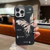 Простой ударопрочный мягкий чехол TPU с принтом бабочки для iPhone 16 Pro Max 15 Pro 14 13 12 11, защита линз, матовая кожаная текстура, тонкий чехол для телефона
