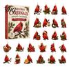 Christmas Party Gift Red Bird Advent Calendar, 24-Day Countdown Set with Holiday Toy Ornaments, 2D Acrylic Tree Hanging Decor, for