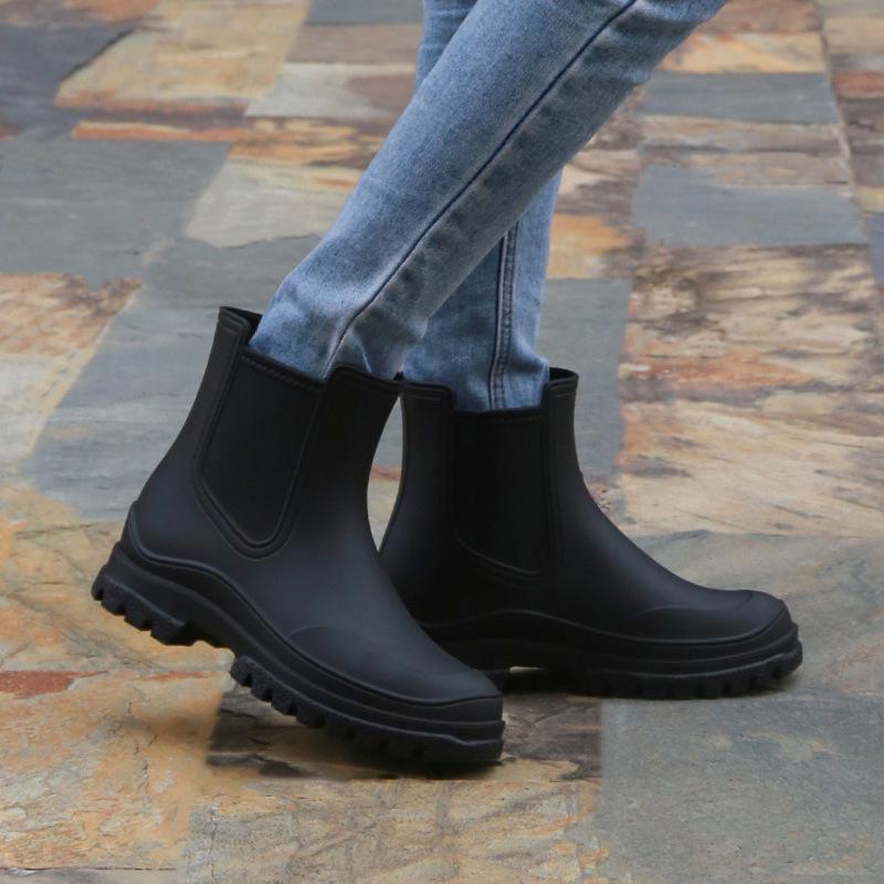 Water shoes Japan and Korea fashion Chelsea short rain shoes women's rain boots Martin boots non-slip water boots rain boots adult PVC overshoes