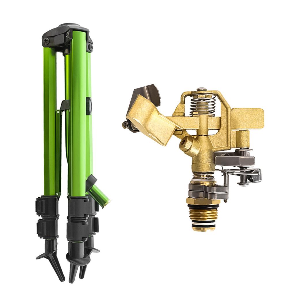 Impact Sprinkler on Tripod Base Heavy Duty Lawn Sprinkler 360 Degree Large Area Irrigation Brass Sprinkler Nozzle and