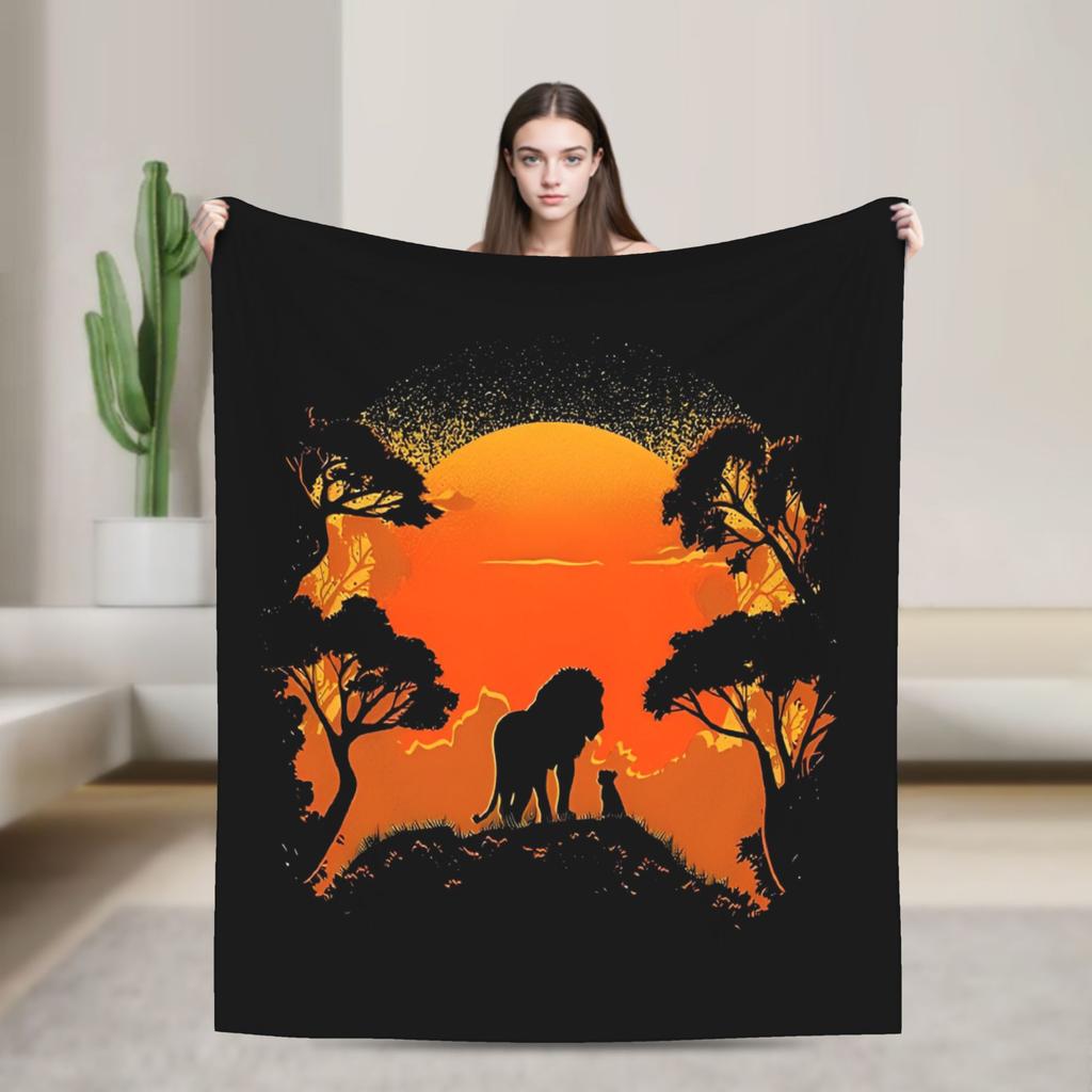 The Lion King Simba Anime Blankets Velvet Anime Warm Throw Blanket for Outdoor Travel Bedspread