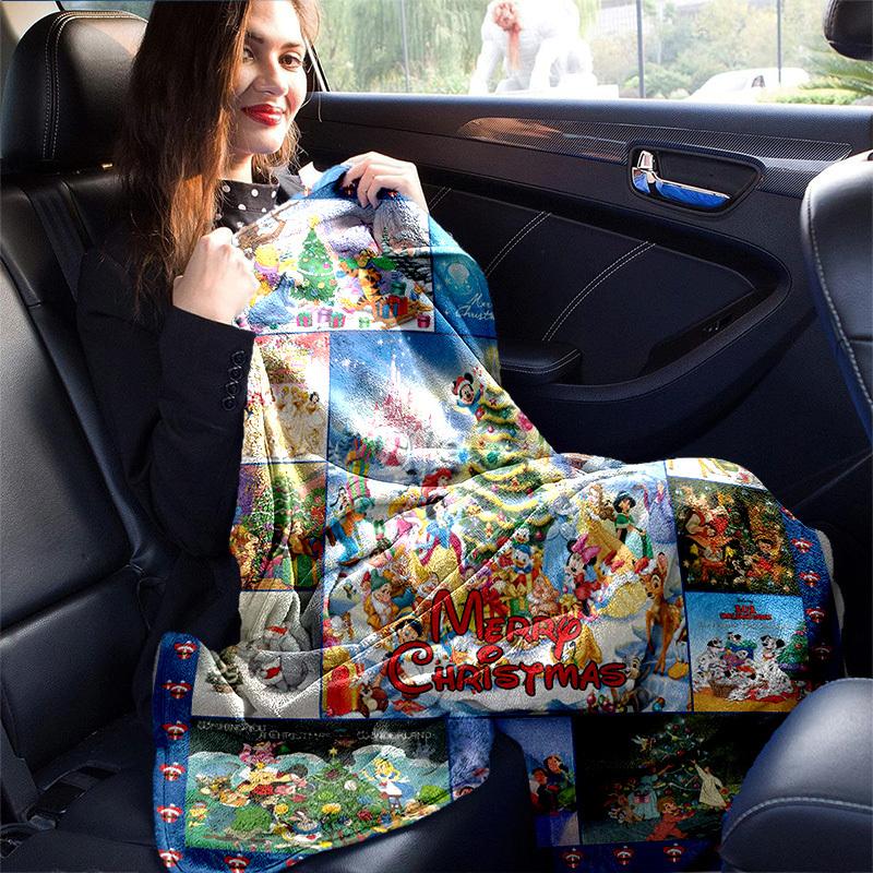1pc. Disney Christmas Collage Throw Blanket, Festive Cartoon Characters for All Seasons, Perfect Home Decor Gift, Soft and Cozy Blanket for