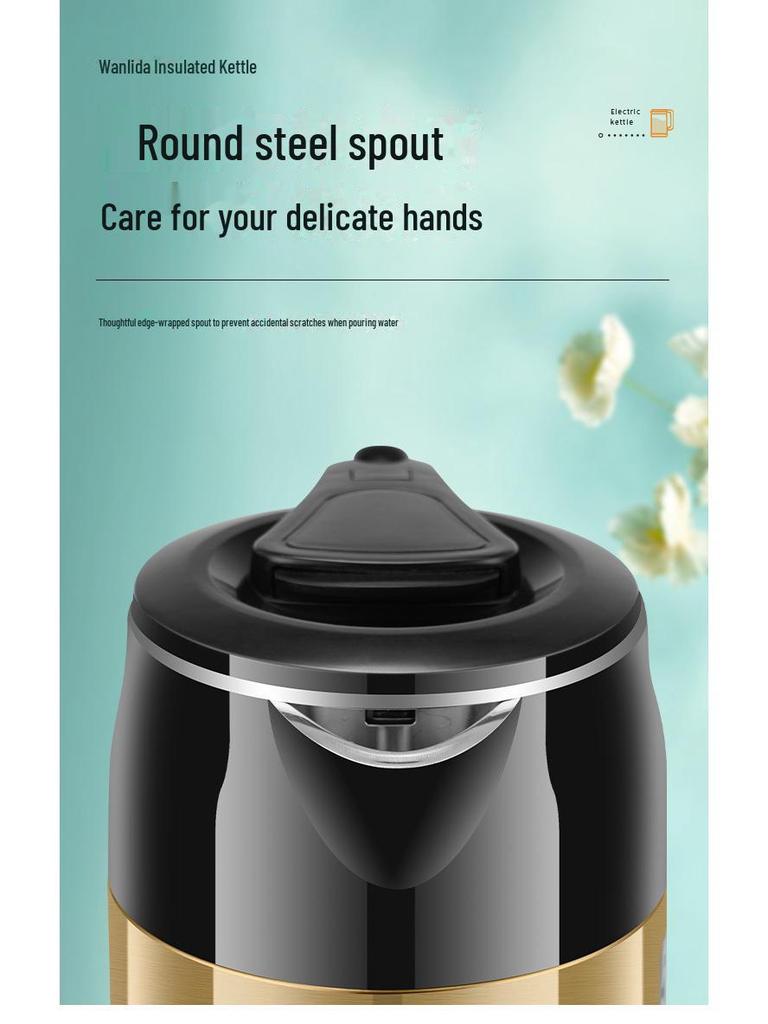Электрический чайник Wanlida: Нержавеющая сталь, постоянная температура, большая вместимость, многофункциональность, автоматическое отключение питания.