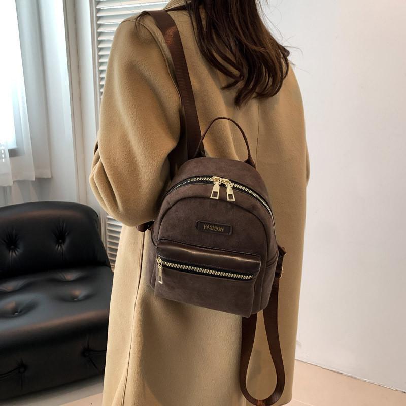 Modern And Soft Brown Suede Backpack For Women Great For Casual Outings And Work