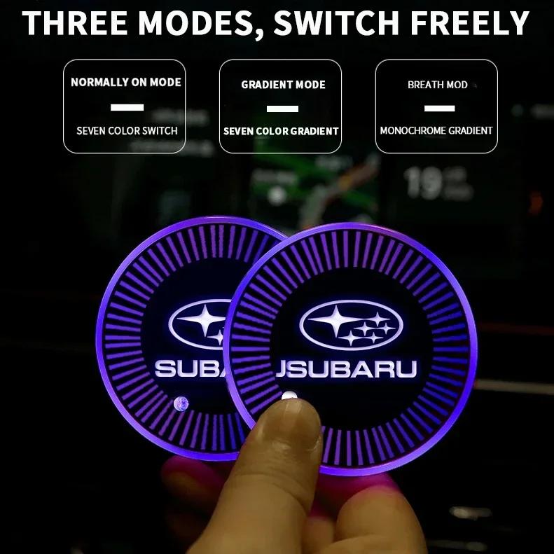 Для Subaru Forester XV Outback Impreza Legacy STI WRX BRZ Tribeca Светодиодная автомобильная подсветка Подстаканник Коврик для подстаканника Декор