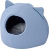 Petio Охлаждающая и расслабляющая кошачья лежанка с подушкой и куполом с кошачьими ушками, прохладный синий HNA,