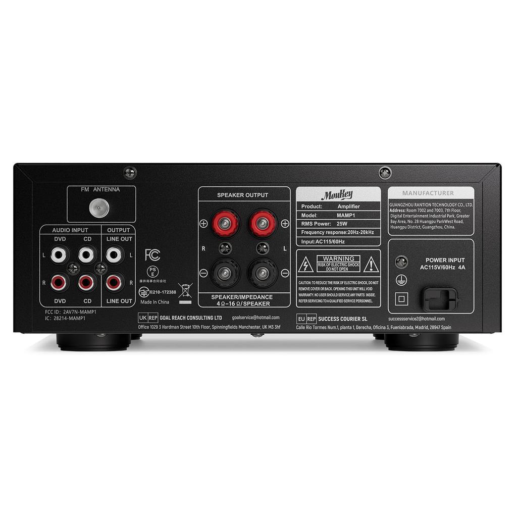 Moukey MAMP1 Power Amplifier System with Microphone 220W Bluetooth Dual Channel Sound Audio Stereo Receiver with MIC LCD for Home Theater