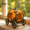 Window Showcase Ornaments 3D Resin Pumpkin Carriage Ornament, Retro Fairy Tale Cart Whimsical Housewarming Souvenir Figurine, Vintage Desktop