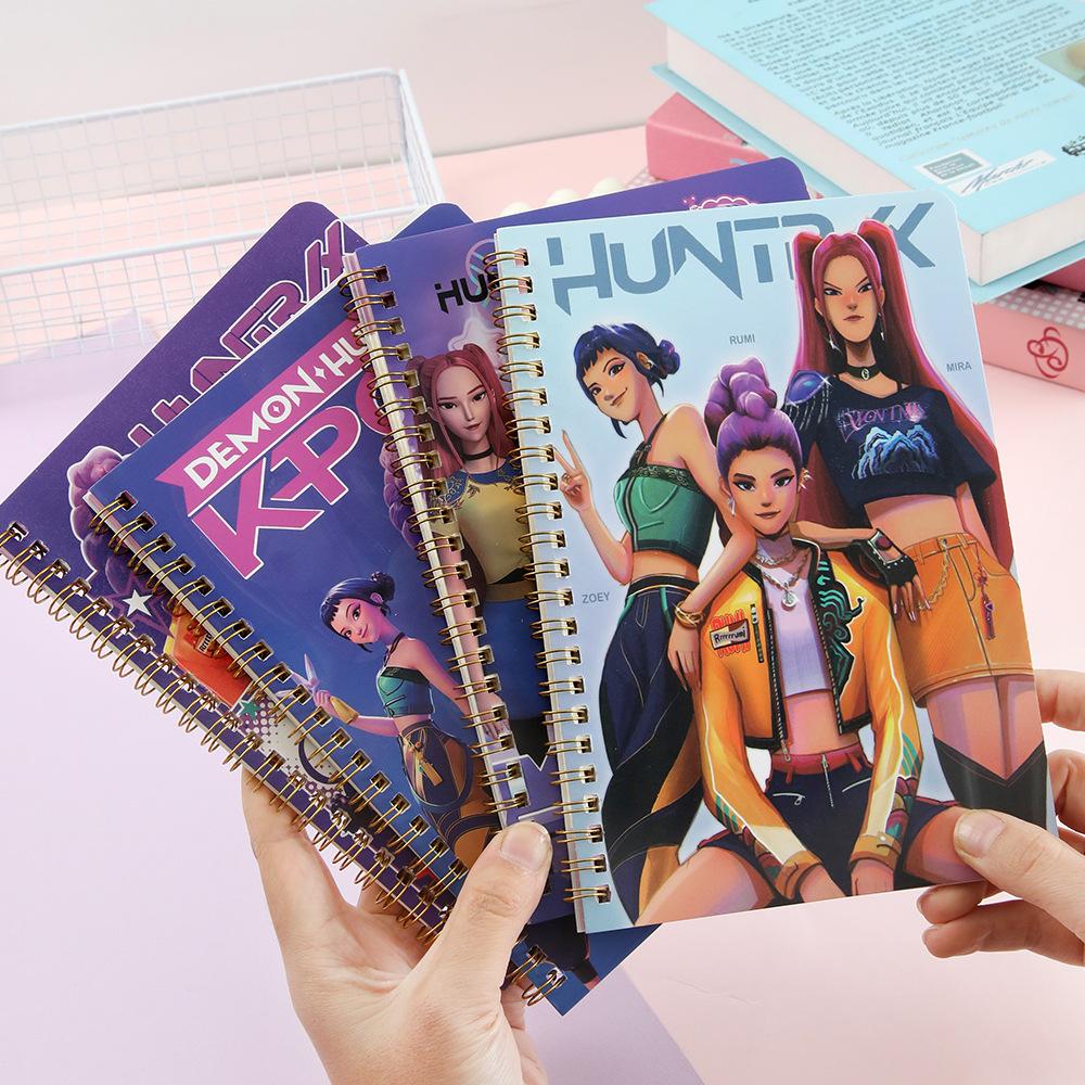 New Demon Hunters A5 Spiral Notebook, Colorful Inner Pages Journal Notebook, Cute Cartoon Student School Stationery for Fans