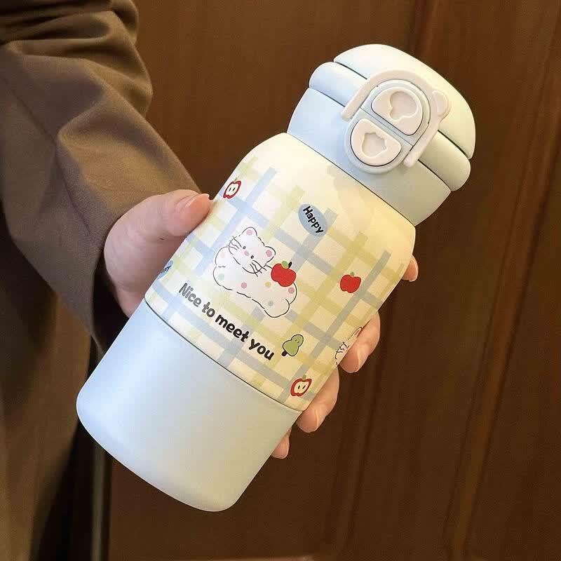 Милая мультяшная портативная термобутылка для воды Shangqi с крышкой двойного назначения