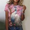 Fashion Retro Peacock Feather 3d Print T Shirts For Woman Harajuku Personality Short Sleeve Tshirt Female Colorful O-neck Tops