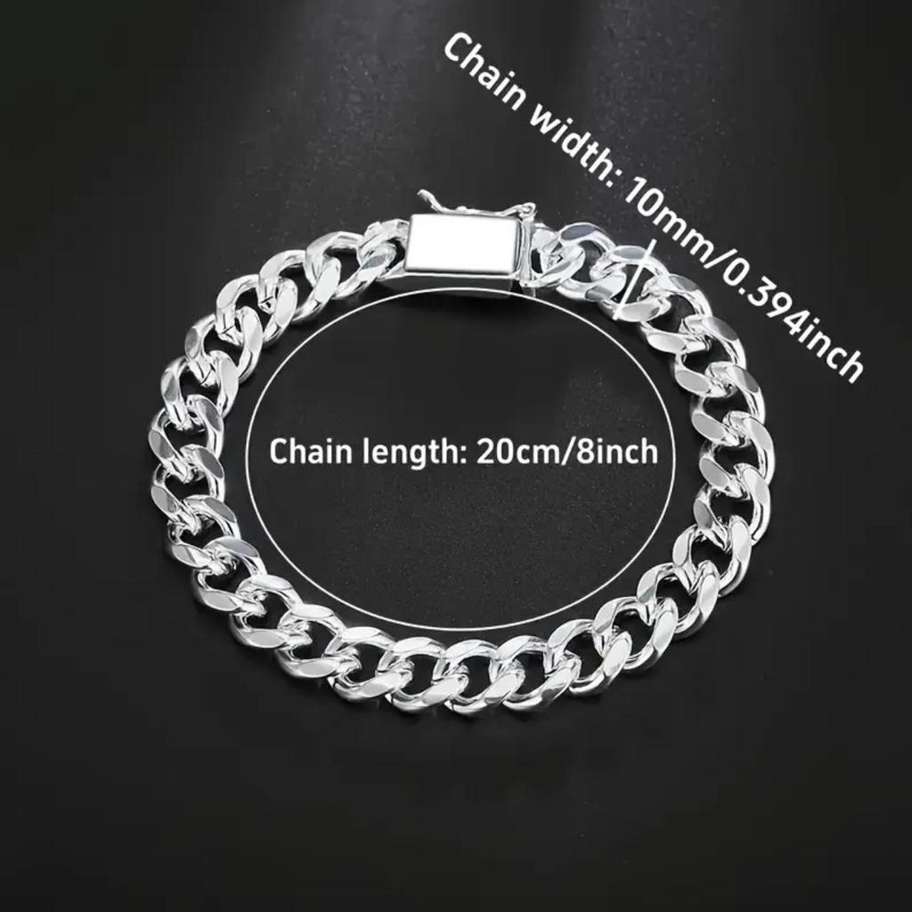 TEMU Европейский и американский 10-мм кубинский браслет-цепочка с квадратной пряжкой для мужчин