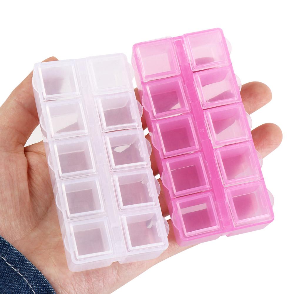 Transparent Bead Organizer Plastic Storage Boxes Simplicity 10 Grid Square Box Storage