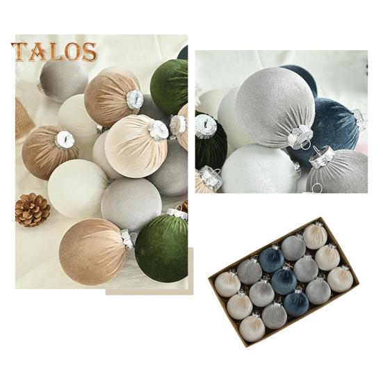 15 Pcs Velvet Christmas Balls Shatterproof Flocked Xmas Tree Hanging Ball Ornaments Festive Home Party Baubles for Christmas Wedding