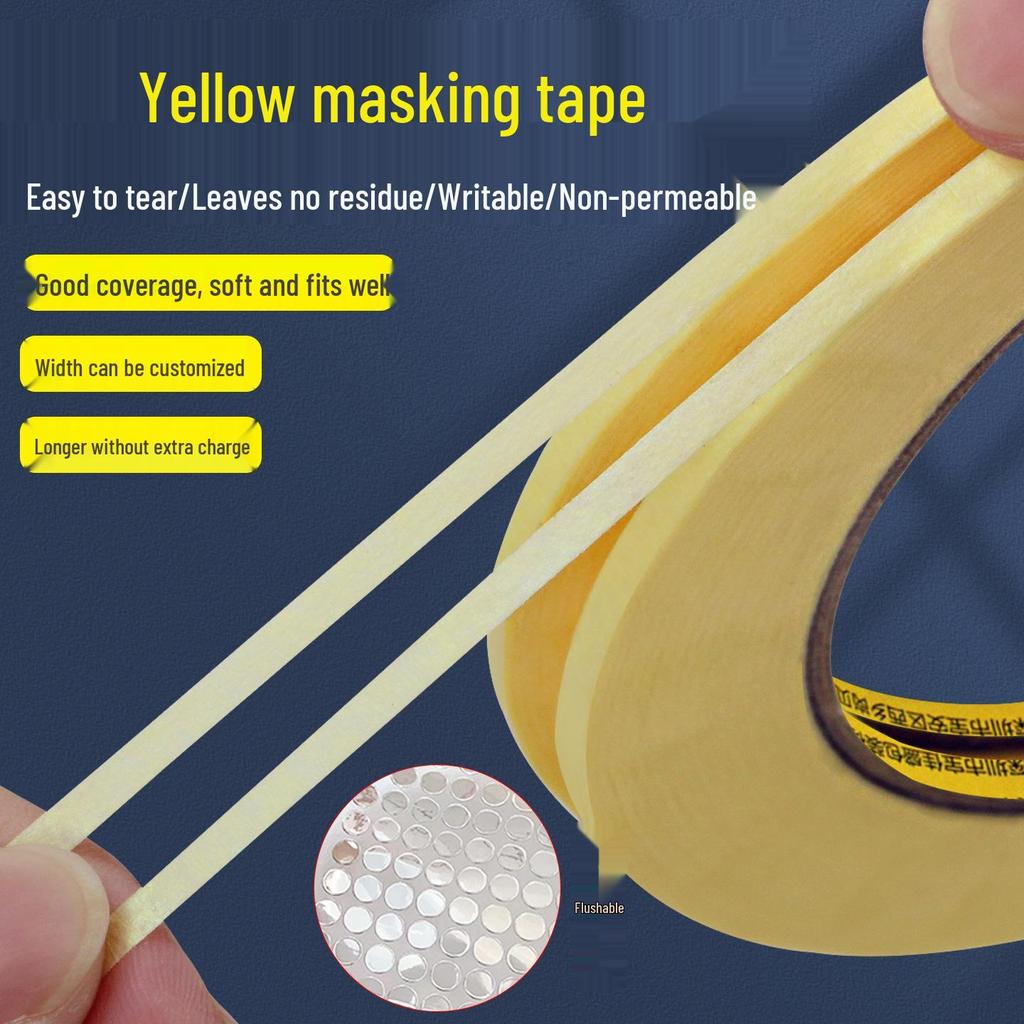 High-Viscosity Yellow Crepe Paper Tape for Automotive Spray Paint and Seam Beautification