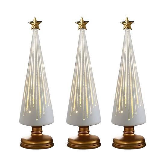 1/3Pcs Christmas Tree Decor with LED Light Built-in Timer Gradient Xmas Tree Sculptures Festive Home Decor