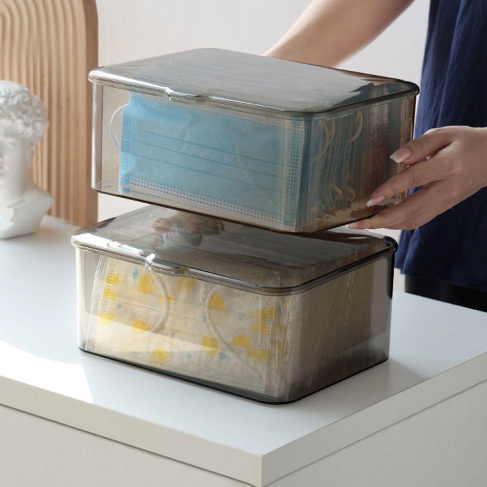 1 шт., прозрачная коробка для хранения масок, универсальный футляр для хранения лекарств, таблетки, украшения, серьги, косметика