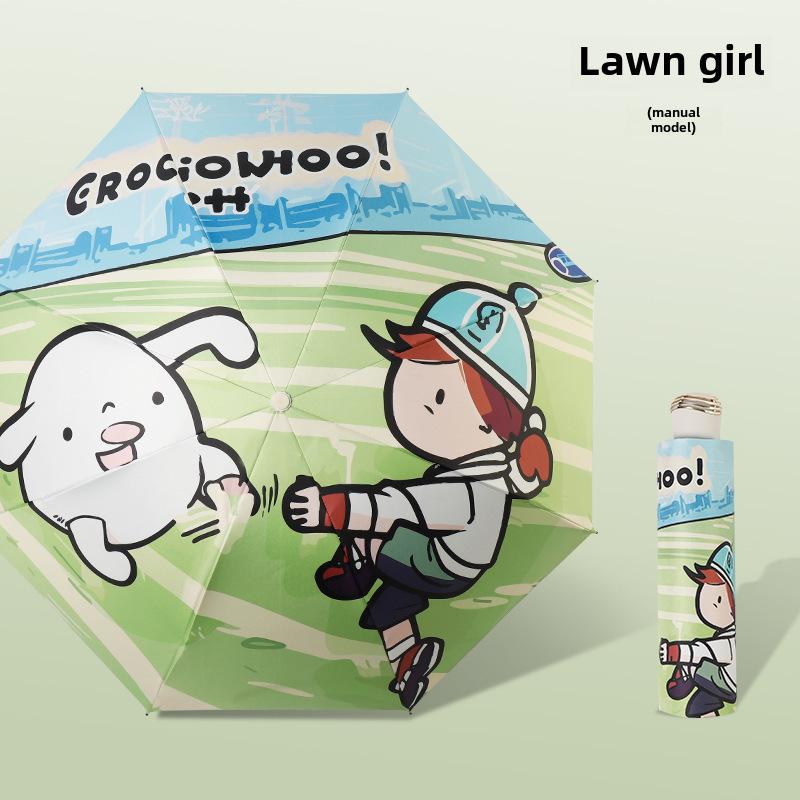 Складной черный пластиковый зонт двойного назначения с 8 спицами, автоматический, симпатичный