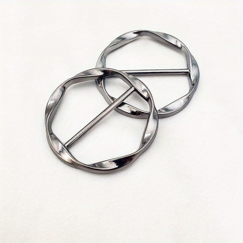 2/3pcs Three-speed Buckle, Aluminum Alloy T-shirt Garment Knotted Buckle Metal Circle Rings Women's Retro Cardigan Sweater Shawl Shirt Collar Clothes