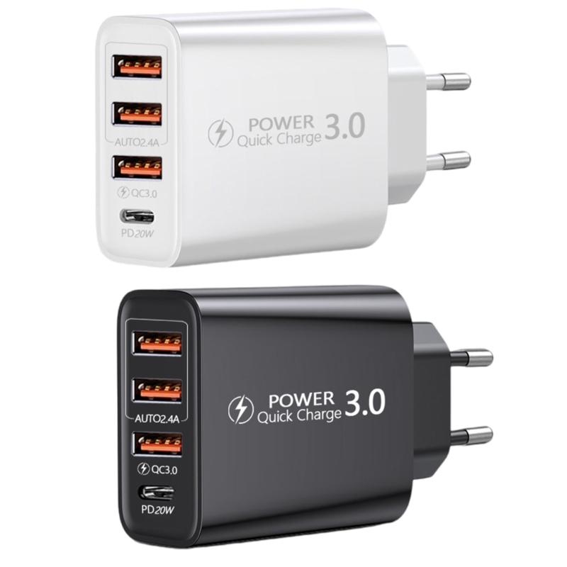 Зарядное устройство для Европы с 3 портами USB Type-C, быстрая зарядка, универсальные дорожные адаптеры для нескольких устройств