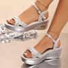Plus Size Fashion Weaving Platform Sandals for Women Gold Silver Wedge Sandals Woman Summer 2025 Comfort Thick Sole Beach Shoes