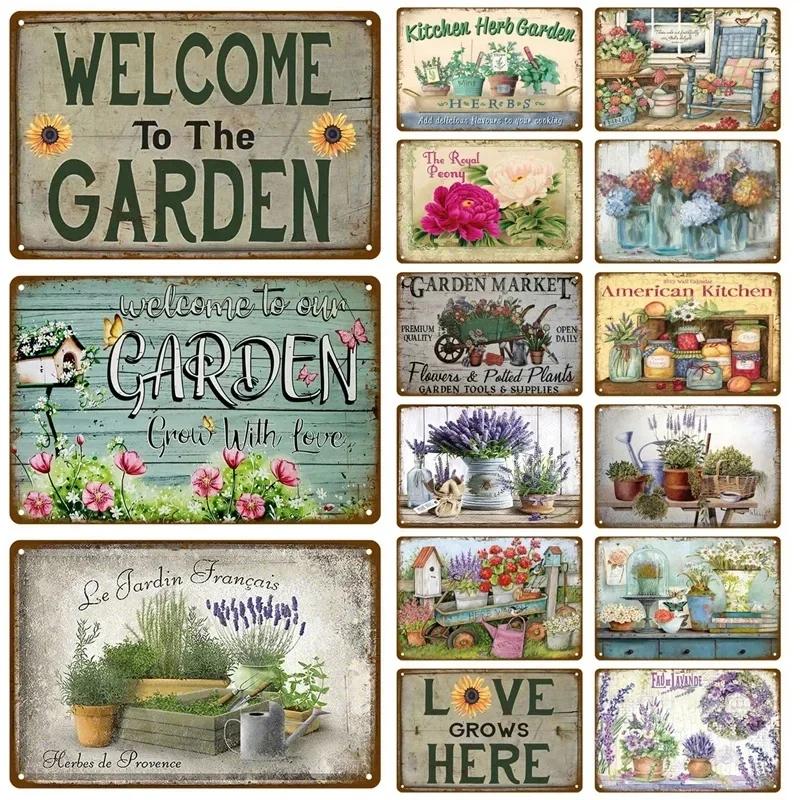 Vintage Gardening Metal Sign Retro Flower Sign Perfect for Outdoor Indoor Home Wall Decor and Farm Decoration