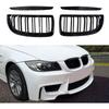E90 Grille - Front Kidney Racing Grills Double Slats Glossy Black Compatible with 2005-2008 BMW 3 Series E90 320i 325i 325xi Etc